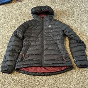 llbean beans down hooded jacket womens XS black 650 hooded insulated winter coat